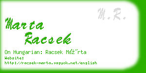 marta racsek business card